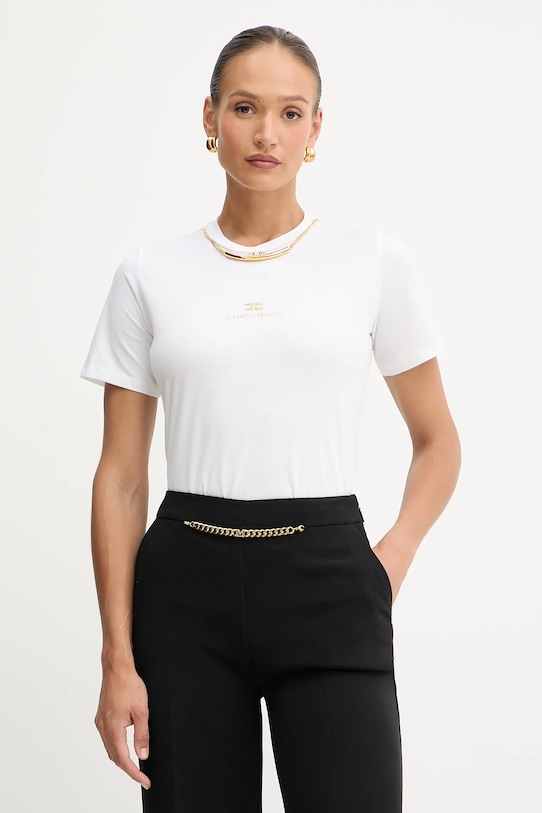 

Хлопковая футболка Elisabetta Franchi, белый