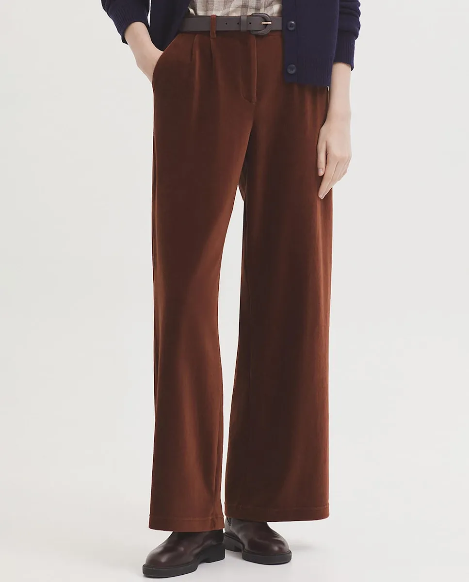 

Женские широкие брюки средней посадки с защипами Nice Things, коричневый