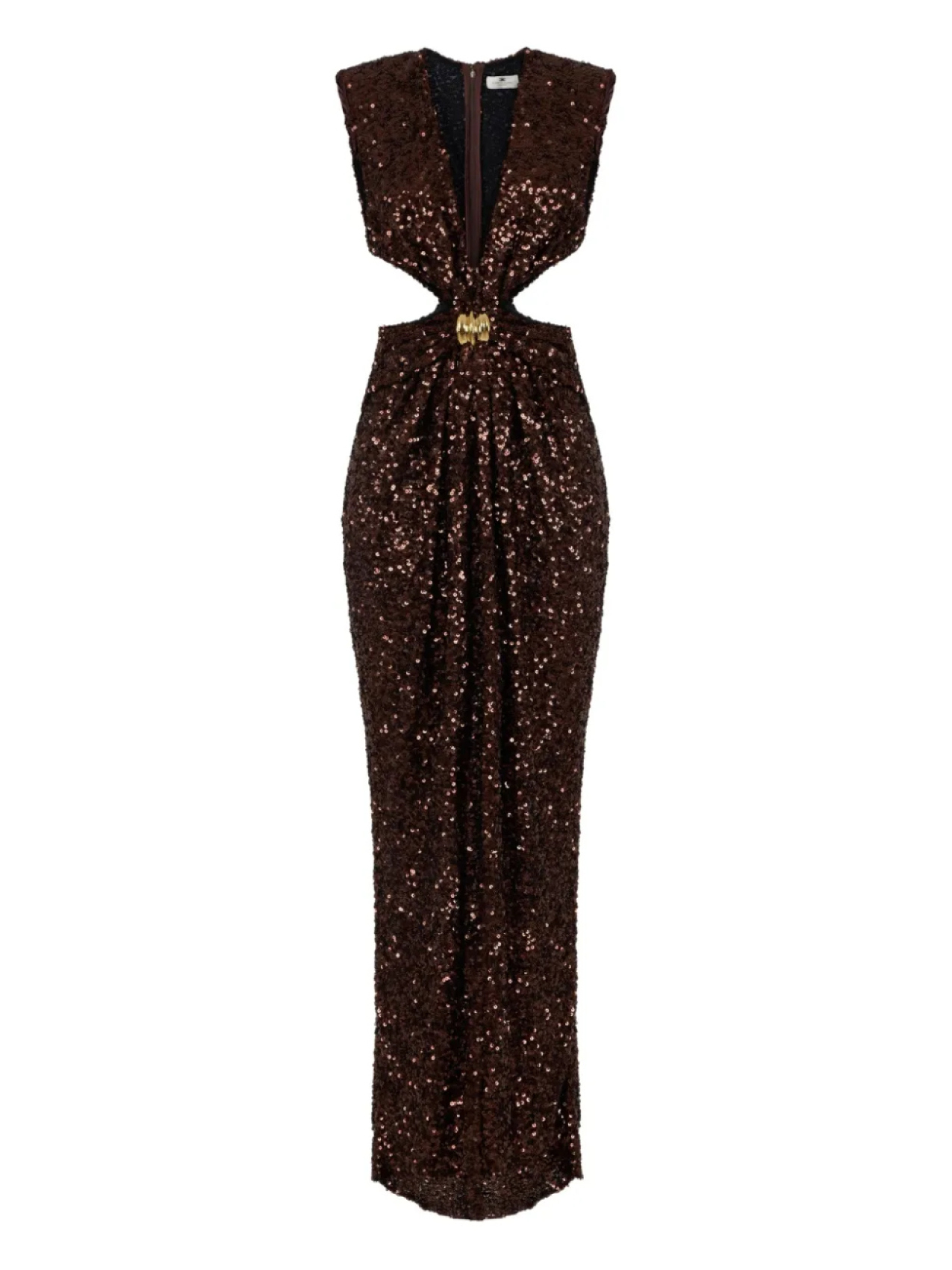 

Платье для красной дорожки, украшенное пайетками Elisabetta Franchi, коричневый