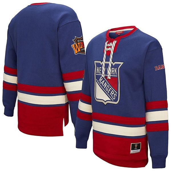 

Женский синий свитшот New York Rangers Heritage на шнуровке Mitchell & Ness
