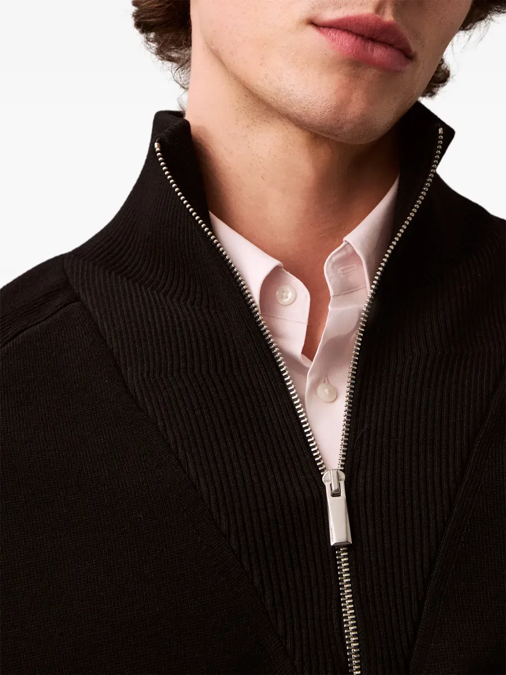 Джемпер с высоким воротником на молнии Calvin Klein, черный — фото 4