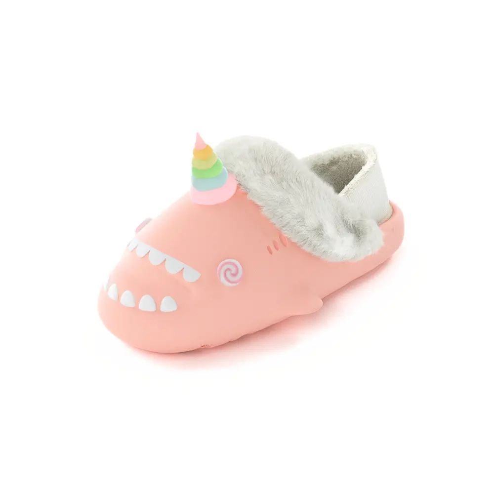 HelloSlippers Акула Зимние Акулики Зимний Единорог, Закрытые Тапочки на Каблуке Унисекс - Черные, цвет Black — фото 3