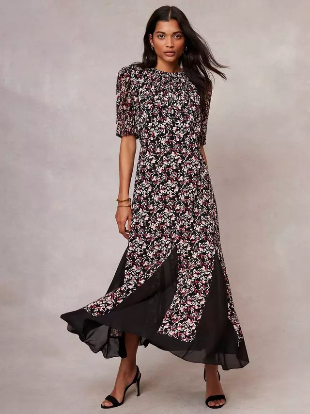 

Платье Mint Velvet Floral Godet Maxi, черный