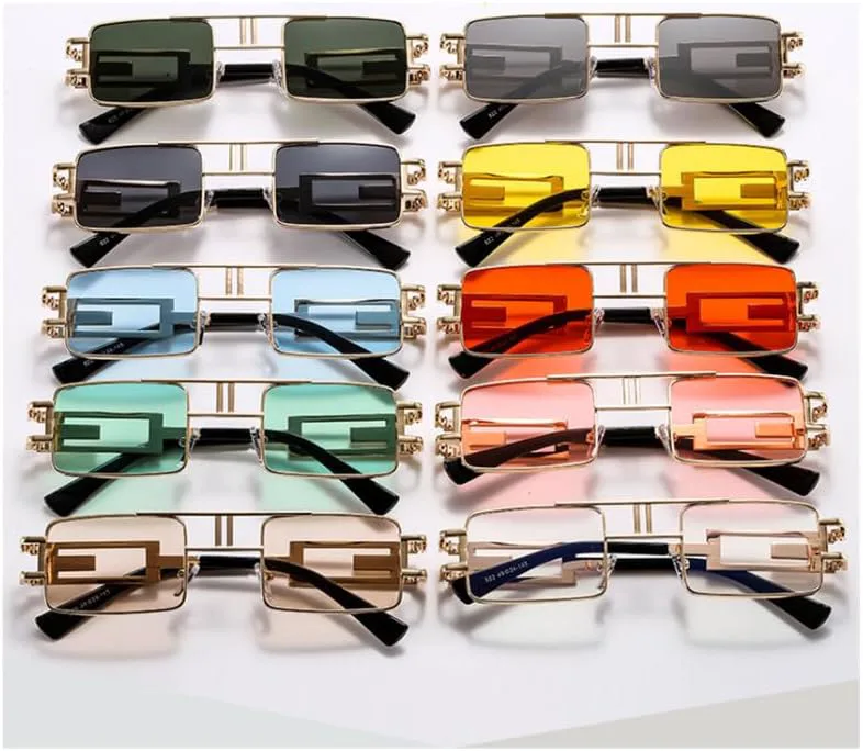 

Прямоугольные солнцезащитные очки для женщин и мужчин, маленькие, черные, в стиле стимпанк, солнцезащитные очки для женщин, защита от ультрафиолета UV400 generic, 8