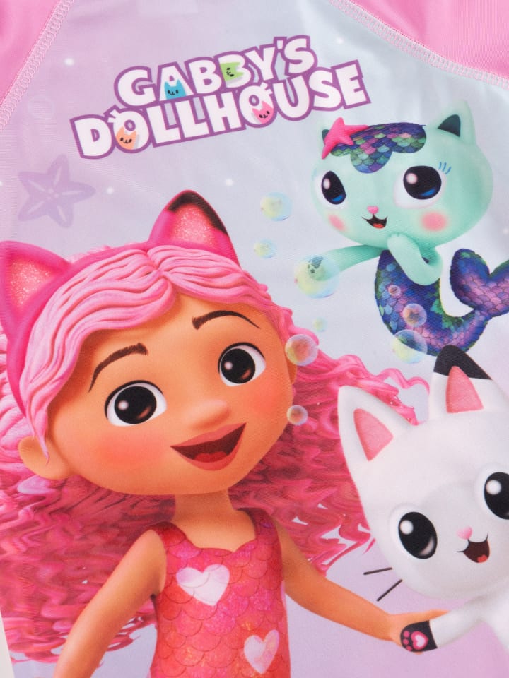 Gabby's Dollhouse Купальный набор для кукольного домика Габби: купальник с защитой от УФ-излучения, размер 30, рубашка и штаны, розовый — фото 4