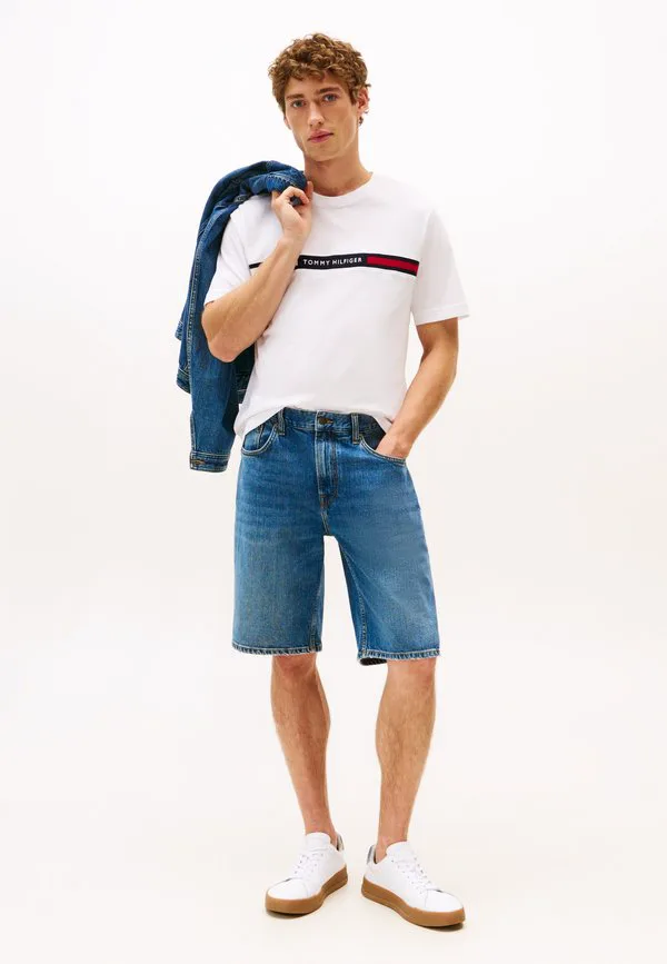 Футболка с вышитым логотипом, базовая футболка Tommy Hilfiger, White — фото 2