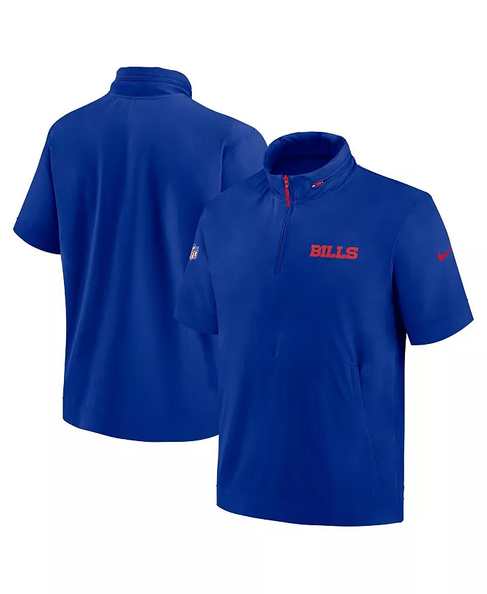 

Мужская худи-кофта с молнией до середины и короткими рукавами Royal Buffalo Bills 2024 Sideline Coach Nike