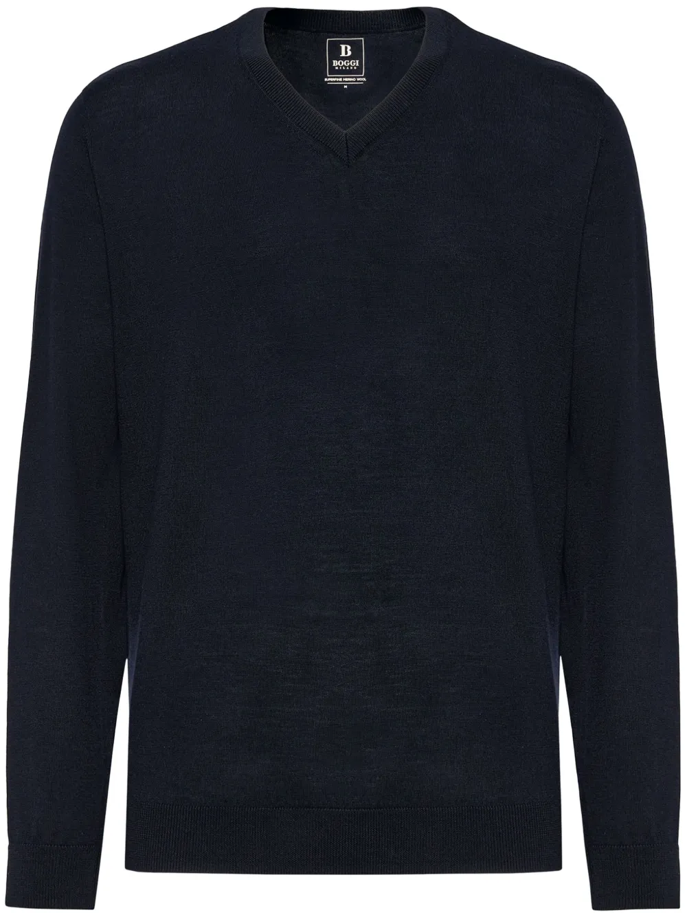 

Свитер из шерсти мериноса с V-образным вырезом Boggi Milano, синий