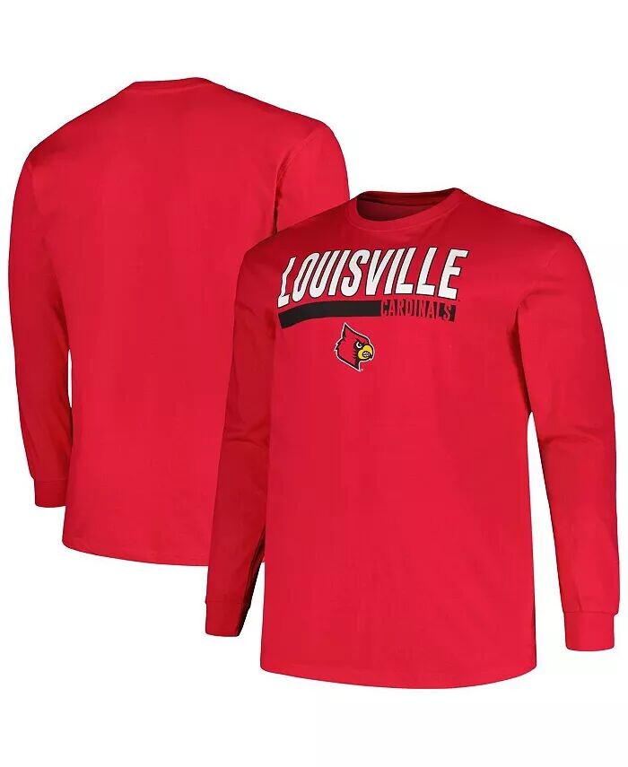 

Мужская красная футболка Louisville Cardinals Big and Tall Two-Hit с длинным рукавом Profile