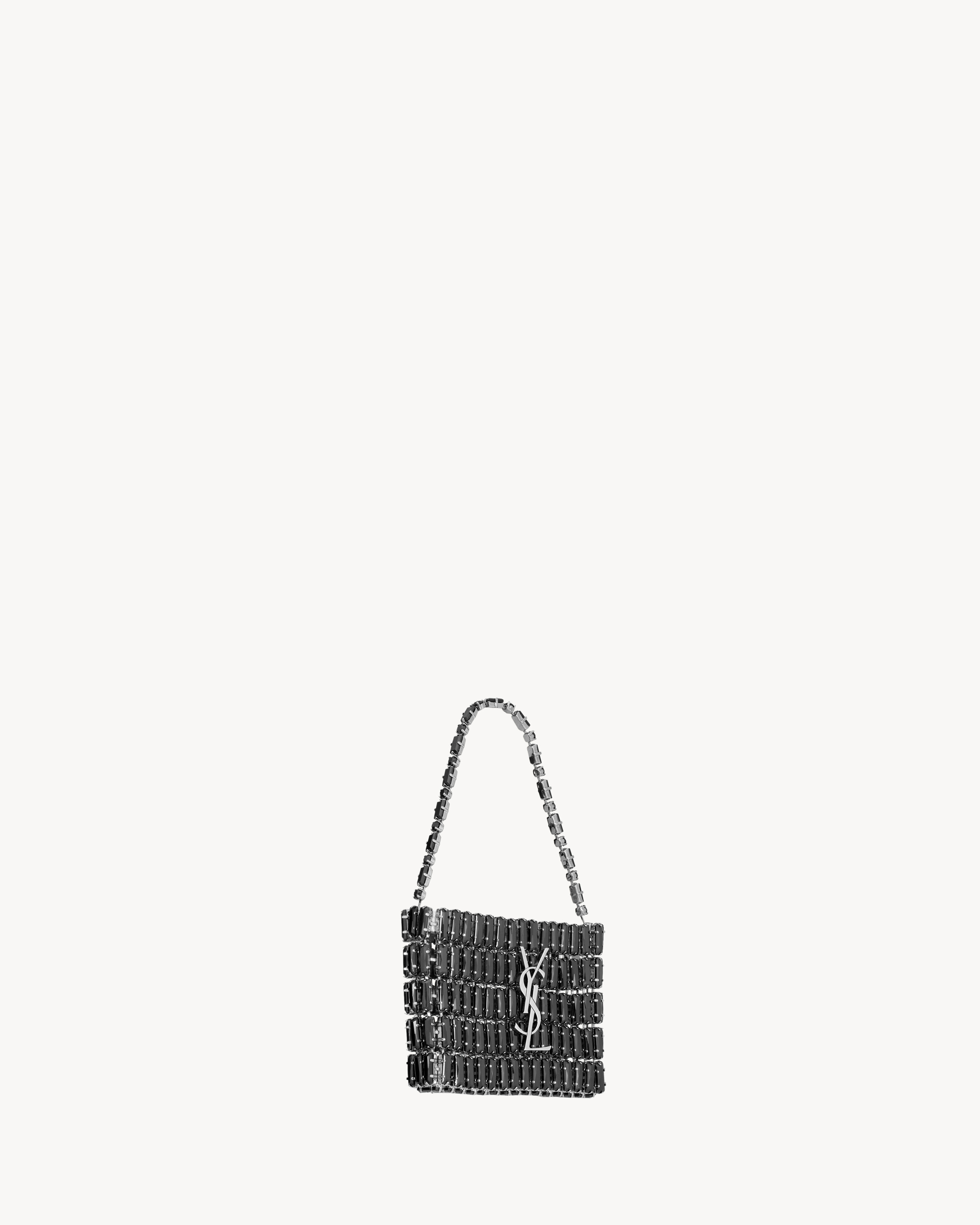 Микро вечерняя сумка в кристаллах Saint Laurent, черный — фото 4
