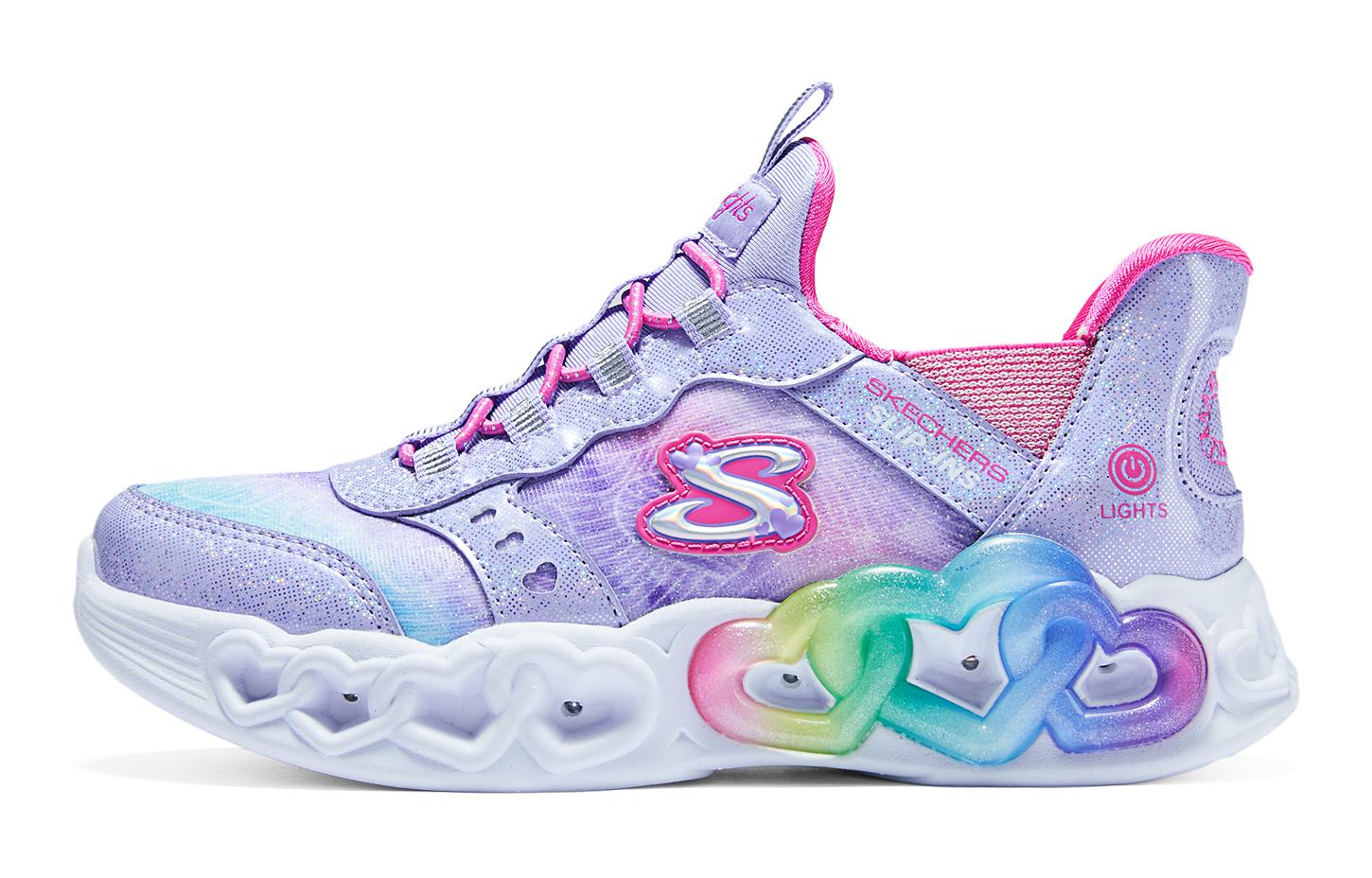 

Skechers Кроссовки для девочек Hands Free Slip Ins, детские, средней высоты, серебристо-фиолетовые