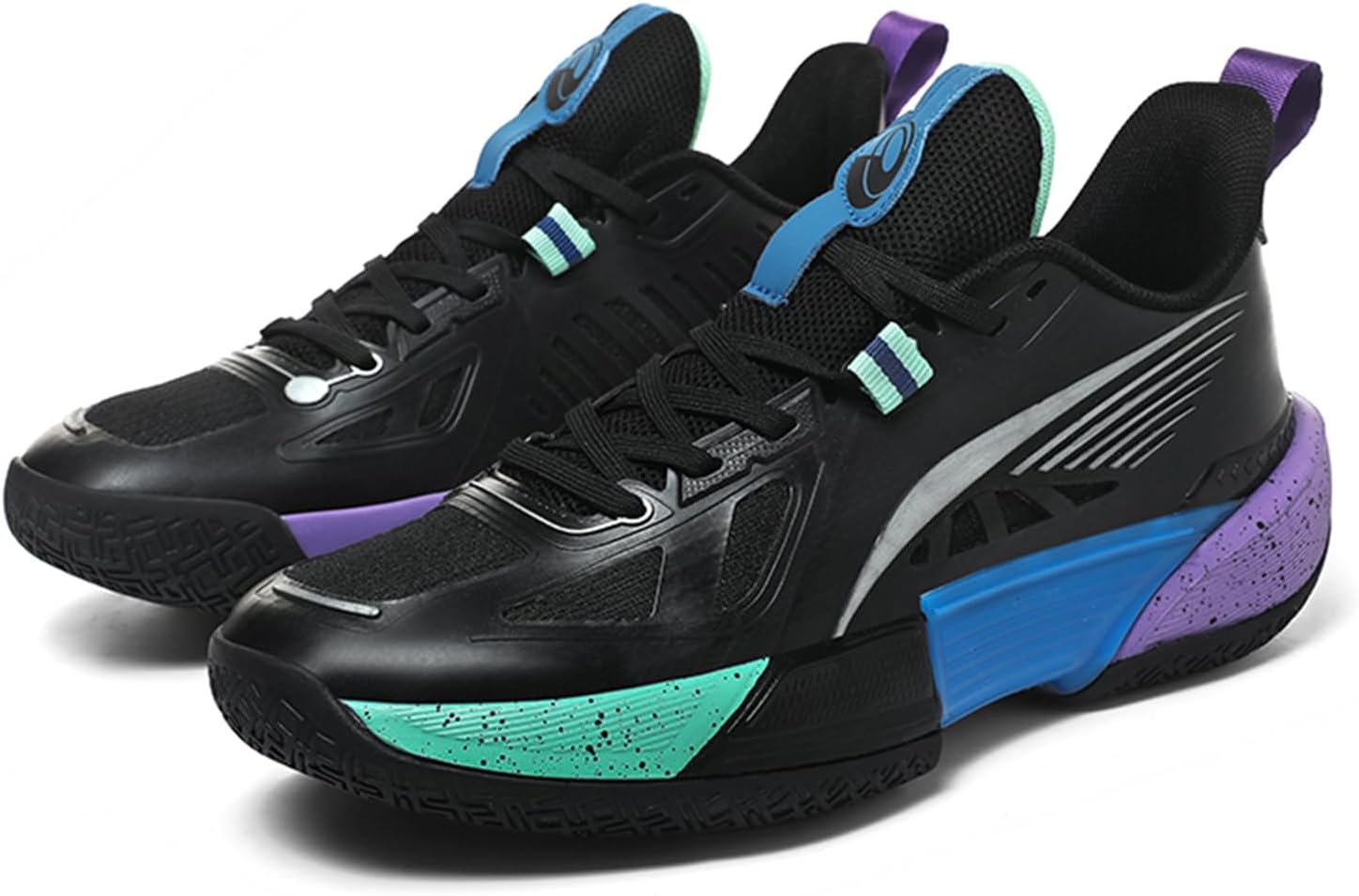 

Мужские кроссовки средней высоты с круглым носком на шнуровке, повседневные баскетбольные, нескользящие и амортизирующие, легкие и стильные спортивные обувь, подходящие для бега, занятий в спортзале и велоспорта Qaoterod, черный