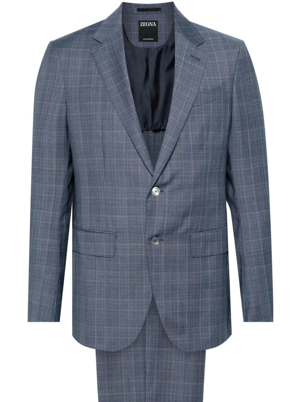 

Клетчатый костюм с однобортным пиджаком Zegna, синий