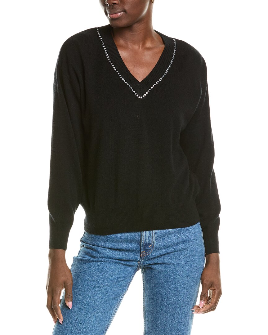 

Джемпер Brodie Cashmere Wool & Cashmere-Blend Hot Fix с заклепками, черный
