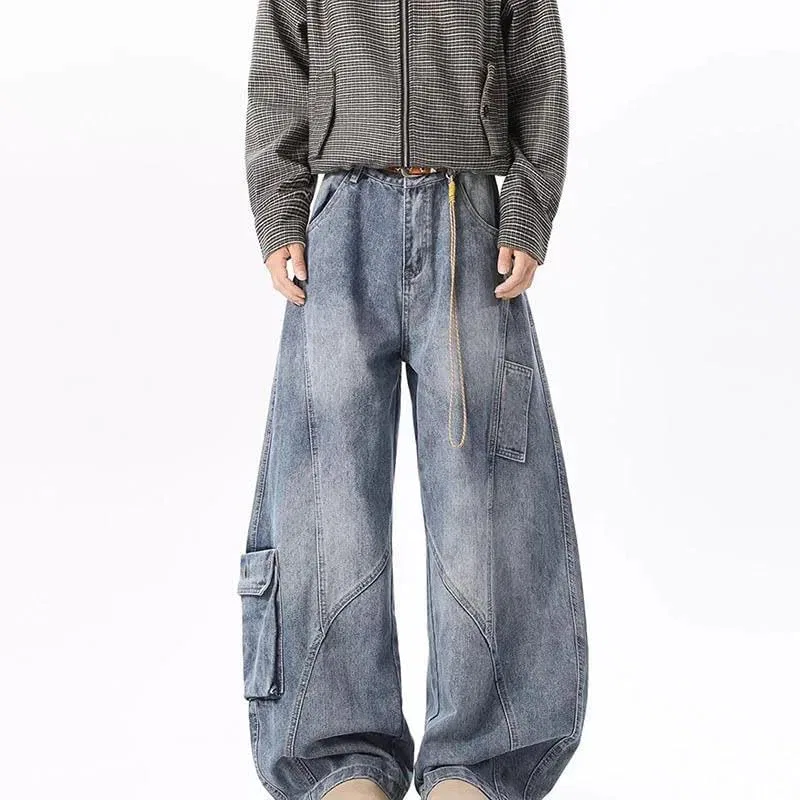 Джинсы с большими карманами, Синий — фото 3
