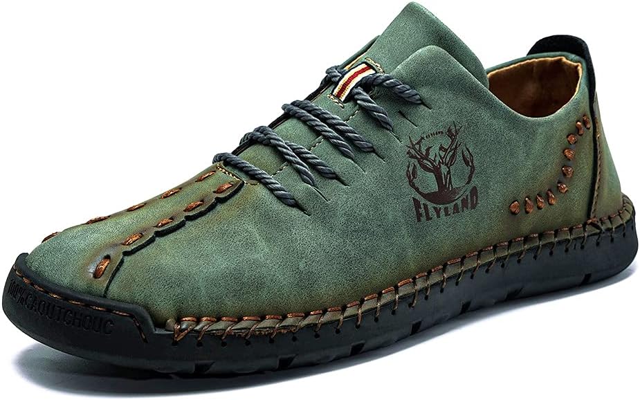 

Мужские повседневные лоферы FLYLAND из кожи, ручной работы, оксфорды, удобная обувь для прогулок, ботинки чукка, деловая и офисная обувь, Cyan