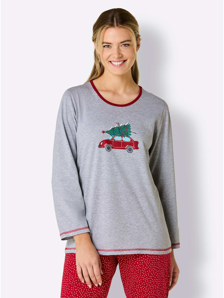 

Пижамная рубашка серо-меланжево-красного цвета Comtessa