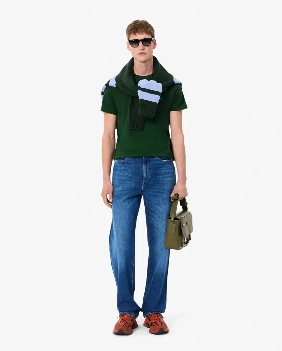 Футболка мужская Lacoste хлопок пима, короткий рукав, зеленый — фото 4