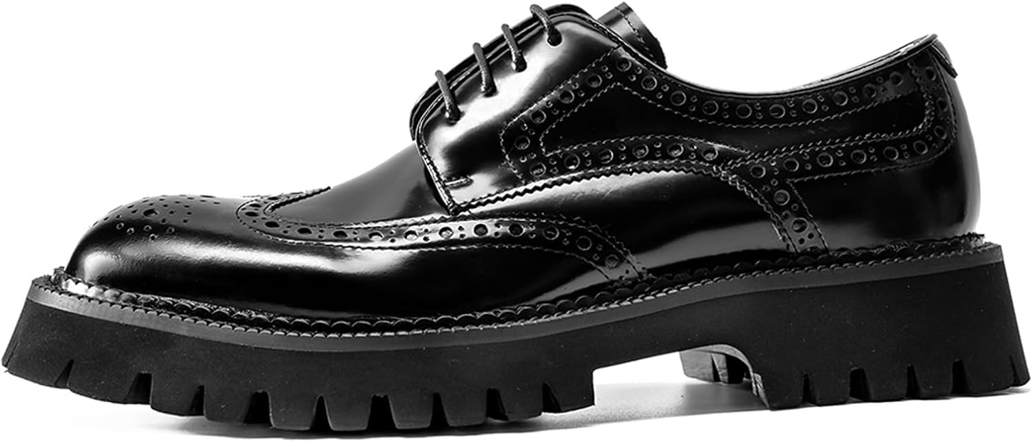 

Мужские туфли с крыльями Wingtip Full Brogue Derby - повседневные и классические туфли из натуральной кожи с подошвой Commando - подкладка из свиной кожи - стандартная посадка 573-A8 Windhana, черный