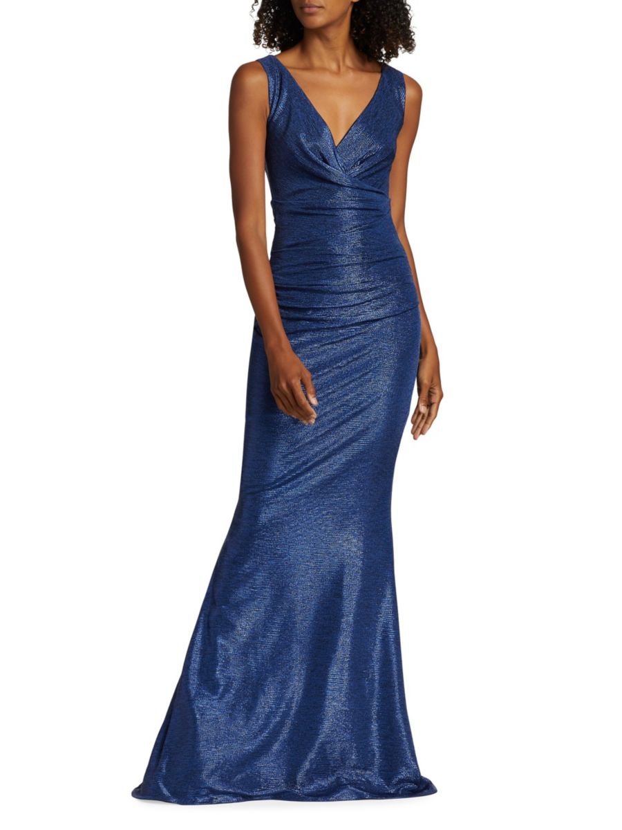 

Платье без рукавов Mirrorball с металлическим блеском Talbot Runhof, цвет Electric Blue