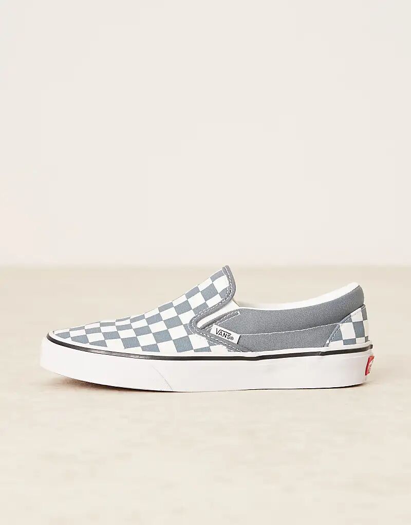 Кроссовки Vans Classic Slip-On в сине-белой шахматной клетку — фото 2