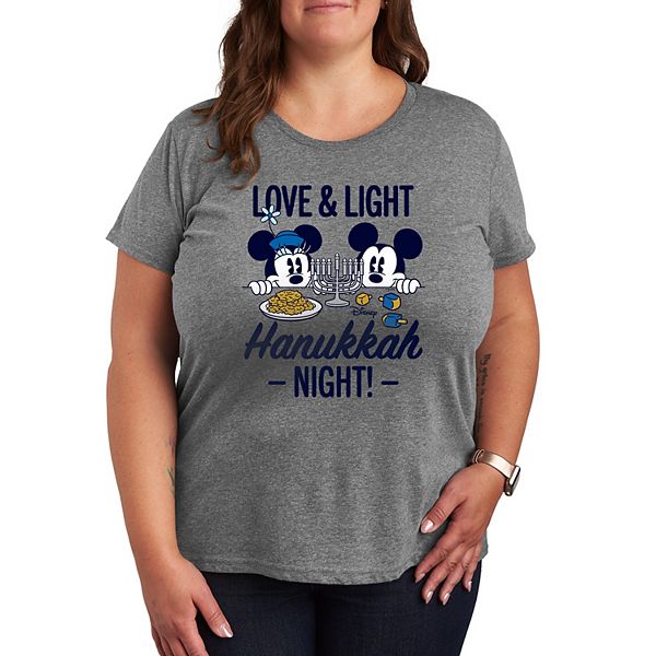

Футболка Plus size Love & Light Hanukkah Night Graphic Disney, Heather Gray