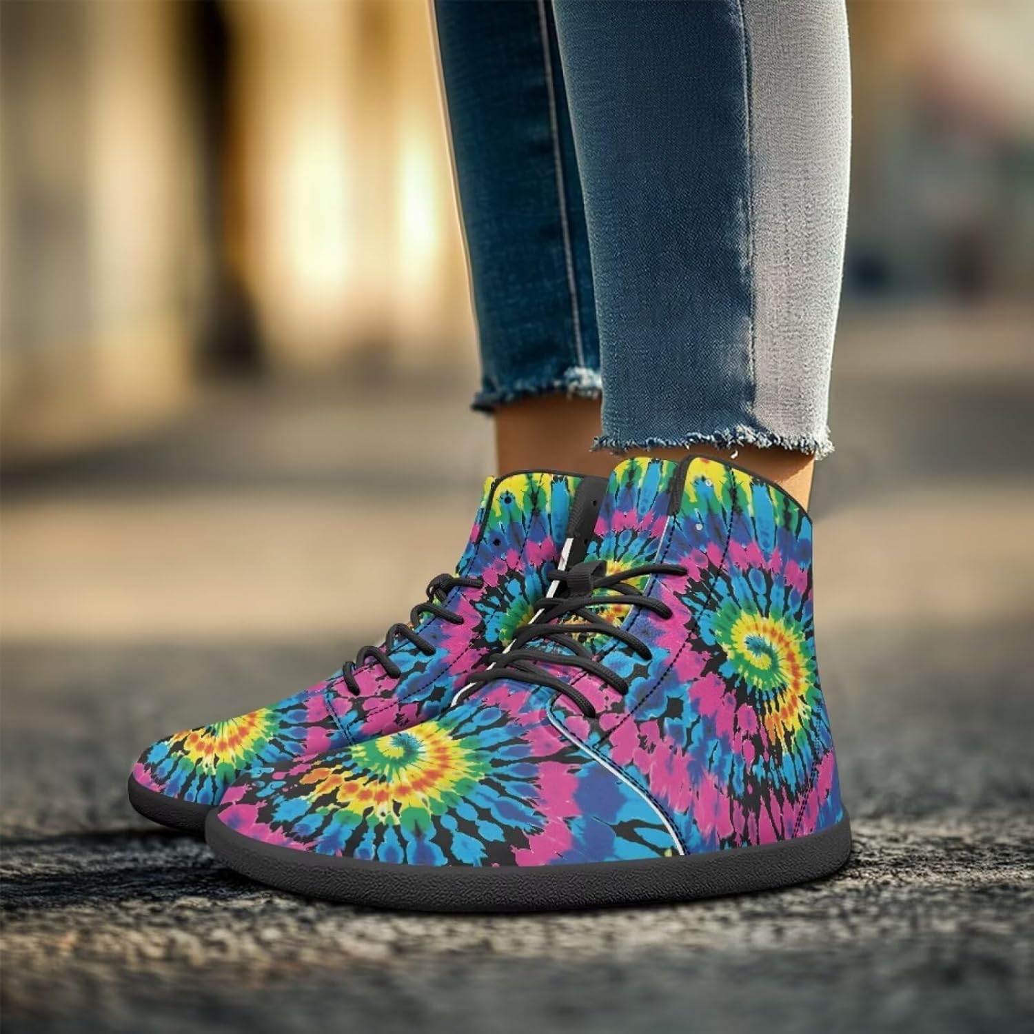 Мужские кроссовки Jeiento Mens Galaxy Barefoot, повседневные с широким носком, из искусственной кожи, минималистичные, для бега, с нулевым перепадом, Colorful Tie Dye — фото 2