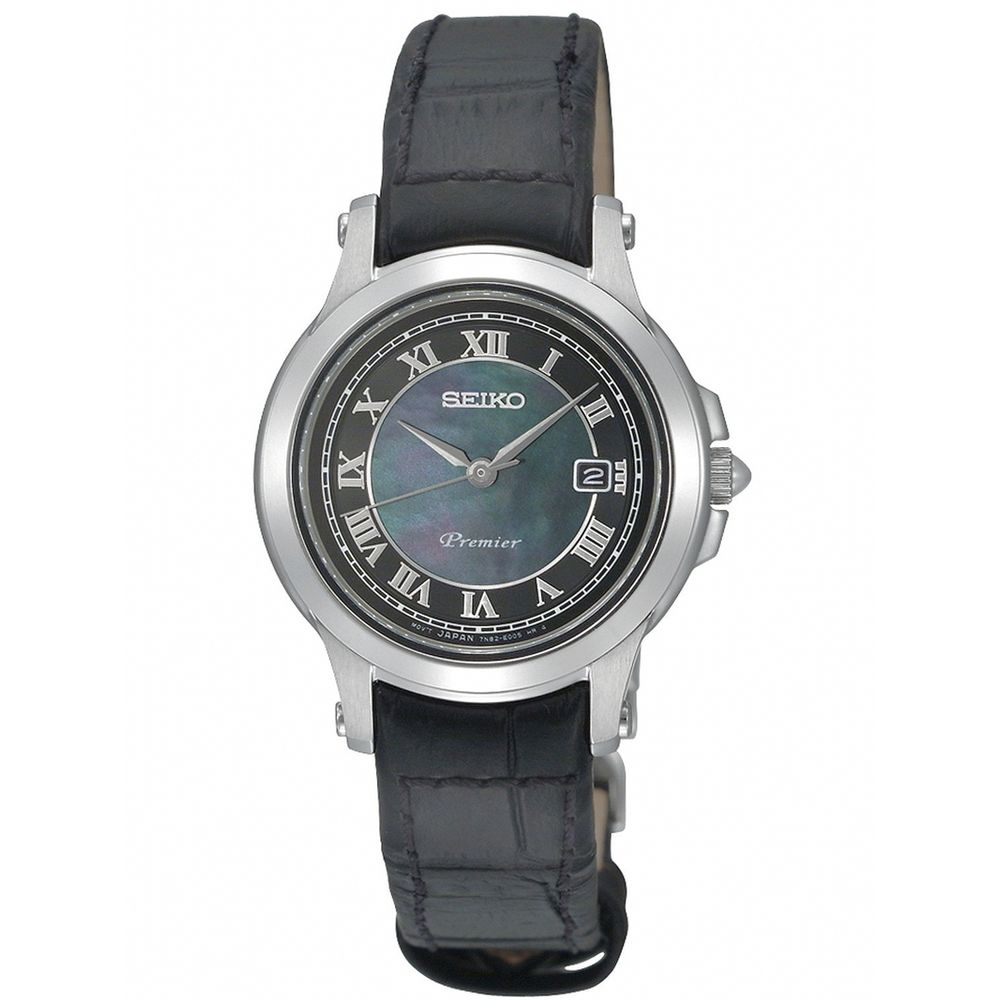 

Черные кожаные часы Seiko