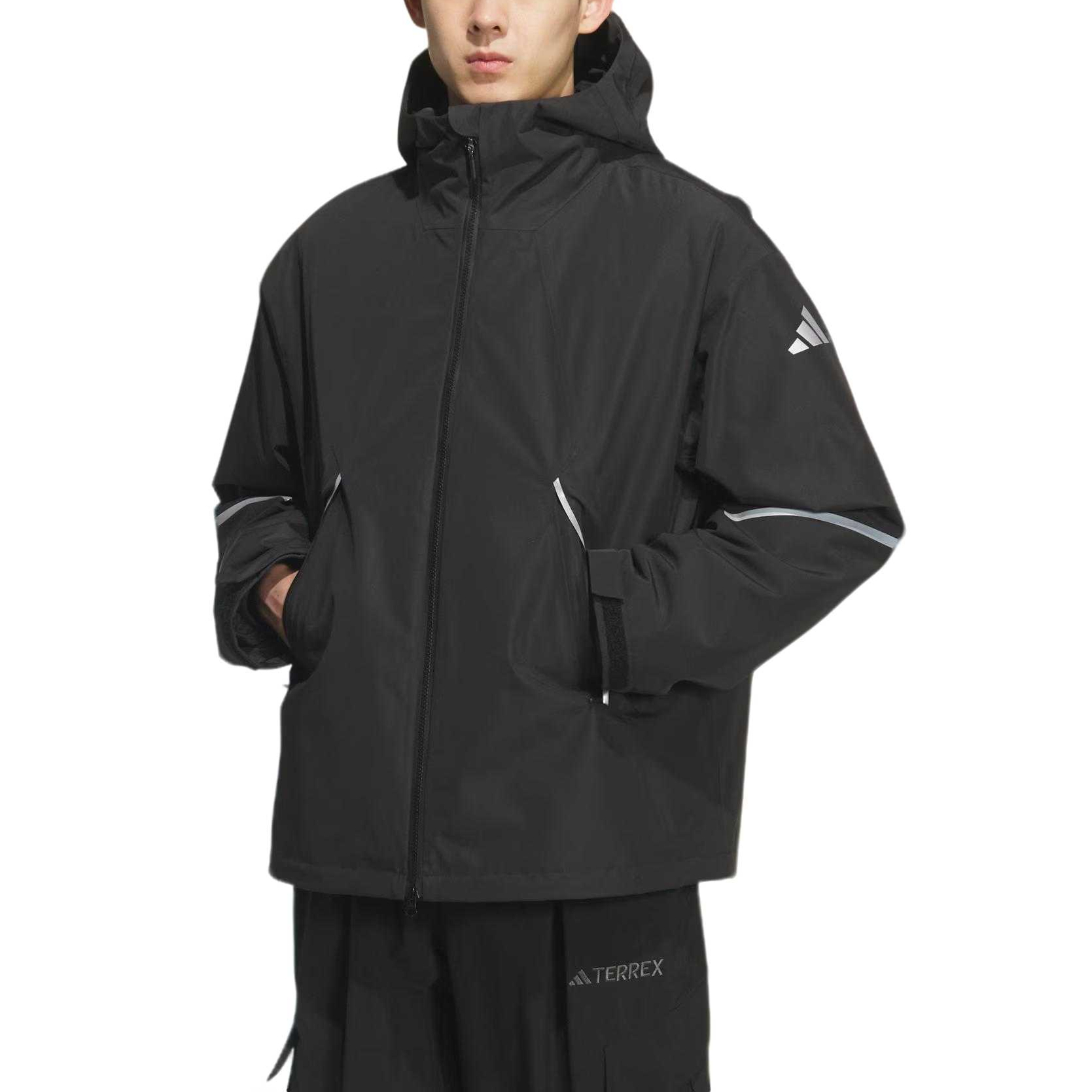 Водонепроницаемая и износостойкая ветровка Unisex Adidas, черный — фото 3