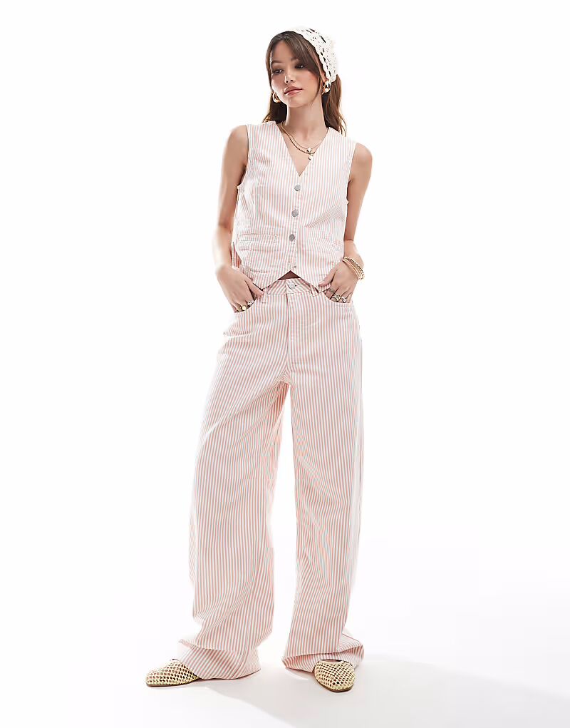 

Джинсы Object Wide Leg Coord в розовую полоску