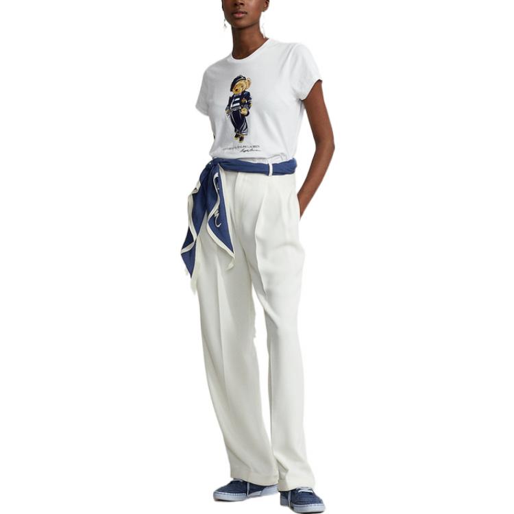 Футболка Polo Ralph Lauren Jersey With Beret Polo Bear, белый — фото 2