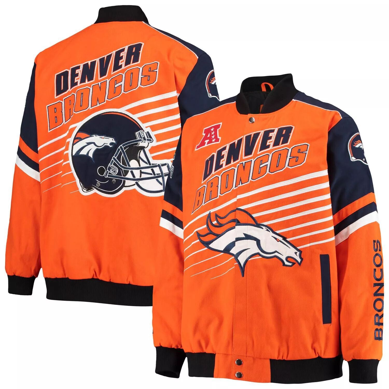 

Мужская спортивная куртка Carl Banks на кнопках из хлопкового твила Denver Broncos Extreme Strike оранжевого/темно-синего цвета G-III, Синий, Мужская спортивная куртка Carl Banks на кнопках из хлопкового твила Denver Broncos Extreme Strike оранжевого/темн