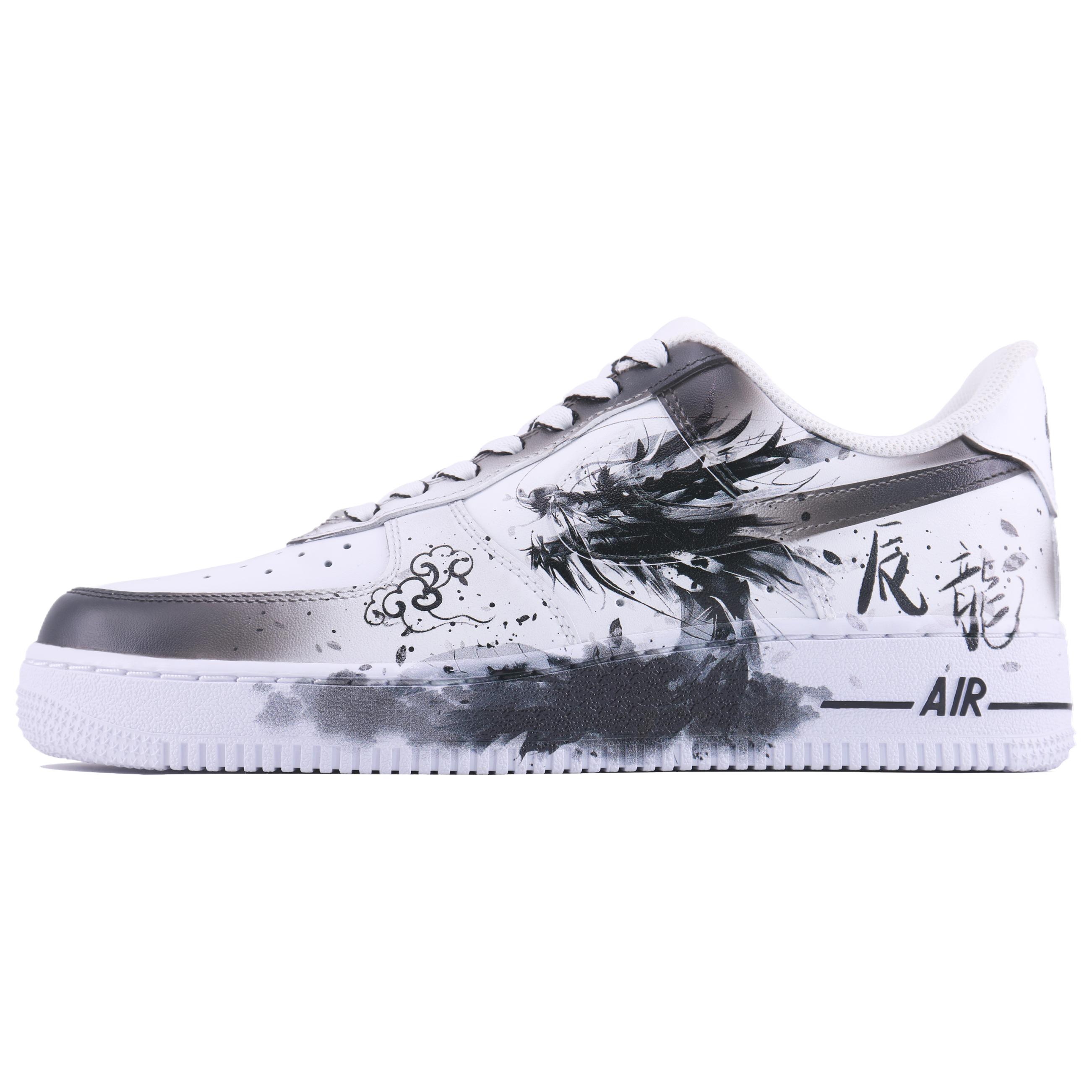 

Nike Кроссовки Air Force 1 Dragon Lucky SDS с низким верхом, устойчивые к истиранию, мужские, белые, черные