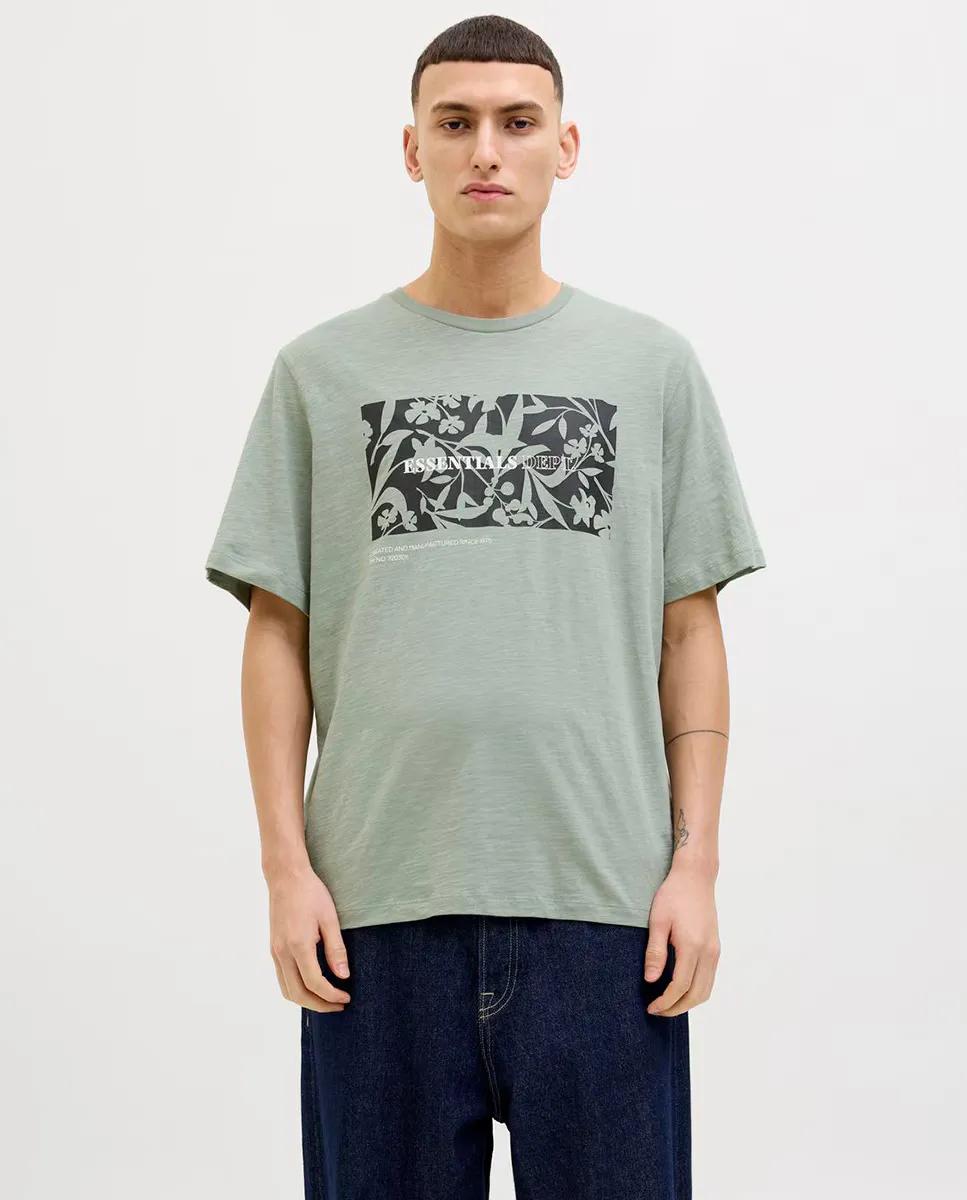 

Мужская футболка с коротким рукавом и рисунком спереди Jack & Jones, зеленый