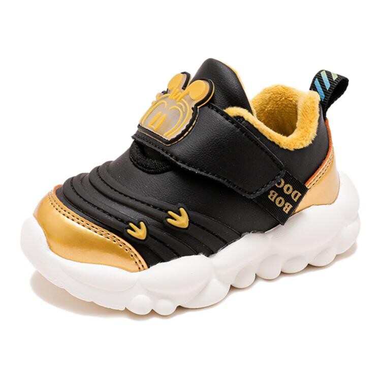 Детская повседневная обувь для детей, кроссовки, кроссовки Bobdog, цвет Black/Gold 53017 (Fleece-lined) — фото 3