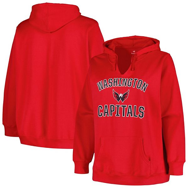 

Женский красный пуловер с капюшоном Washington Capitals plus size с арочным логотипом Profile