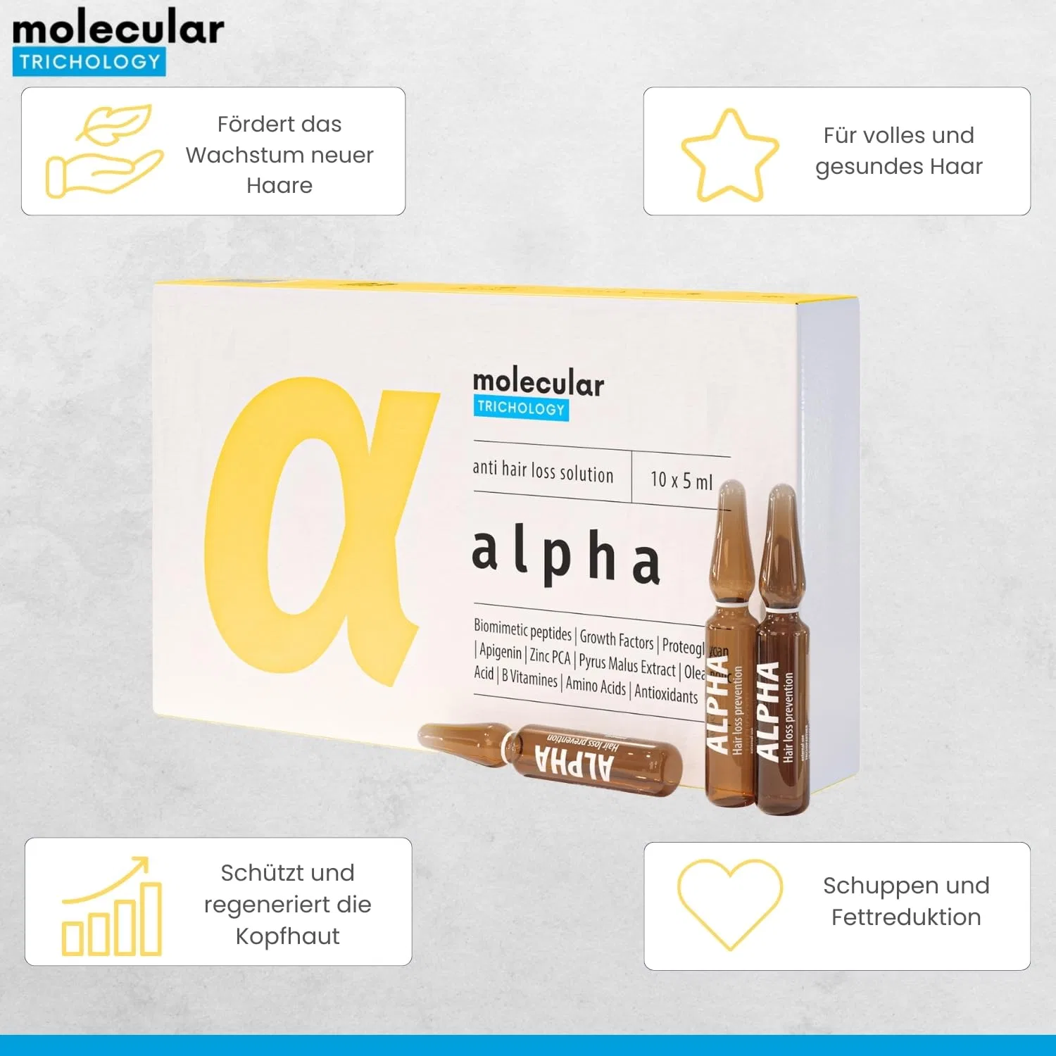 Сыворотка для волос Alpha Hair Serum Ampoules против выпадения волос 10 × 5 мл Molecular Trichology — фото 3