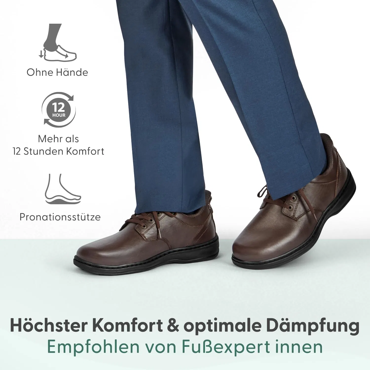 Мужские ортопедические ботинки Orthofeet Hands Free Shoe Claude, Brown — фото 3