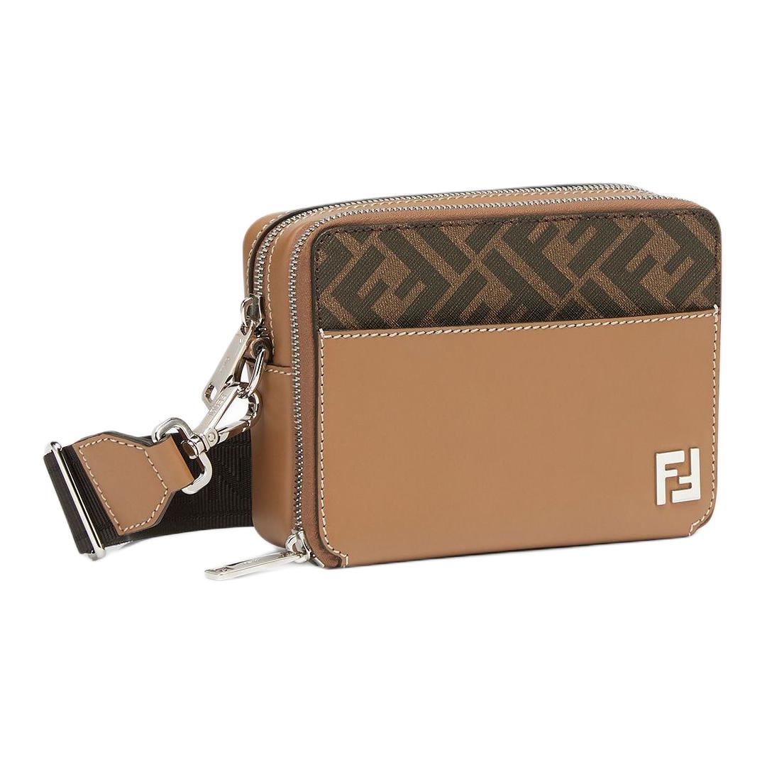 FENDI Сумка через плечо из телячьей кожи для фотоаппарата, мужская, бежевая — фото 2