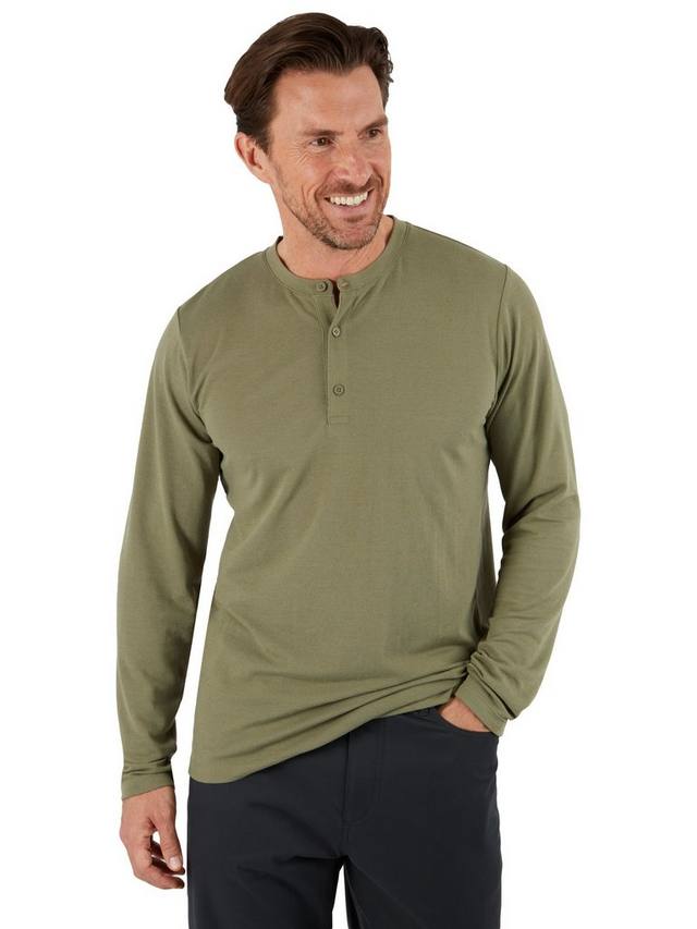 

Футболка henley из льняной смеси newlyn regular fit с длинным рукавом Rohan, цвет Olive Green