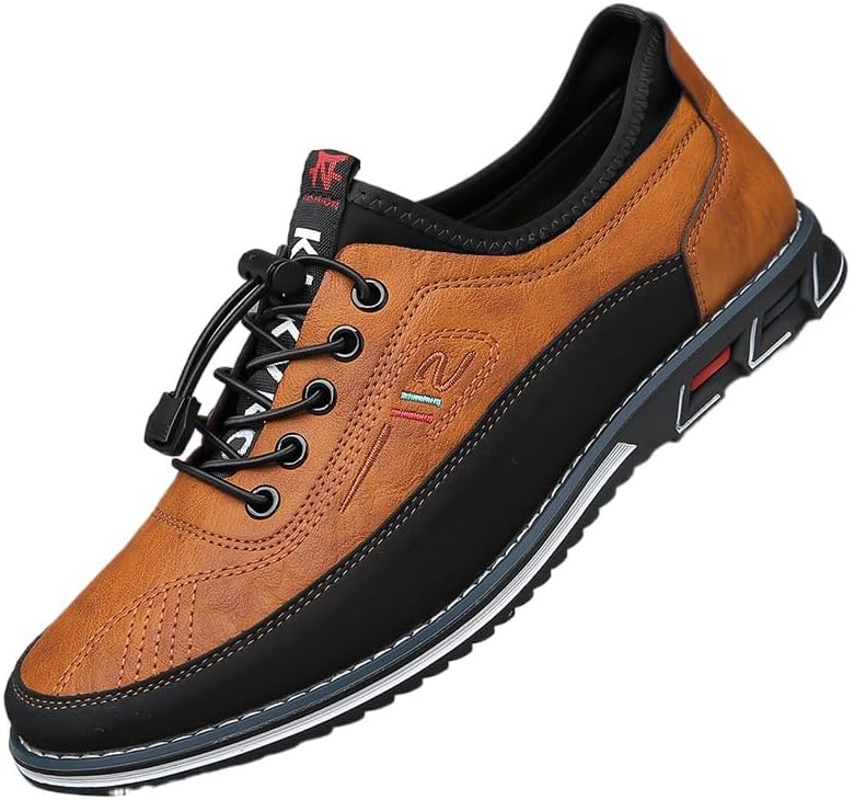 

Мужские повседневные туфли больших размеров, верх из микрофибровой кожи, дышащая мягкая подошва, подходят для прогулок на свежем воздухе и вождения автомобиля Fmshi, Aurantia