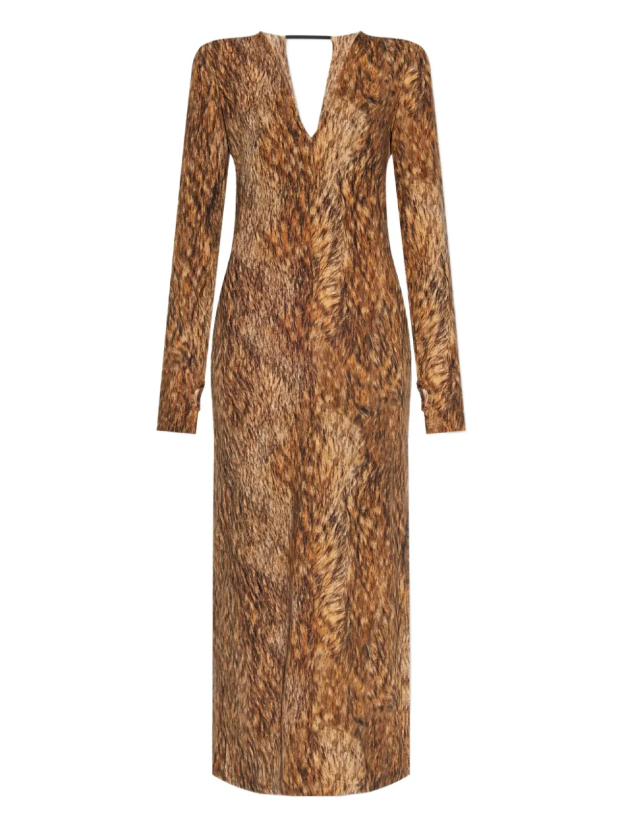 

MM6 Maison Margiela фактурное платье с длинными рукавами, коричневый