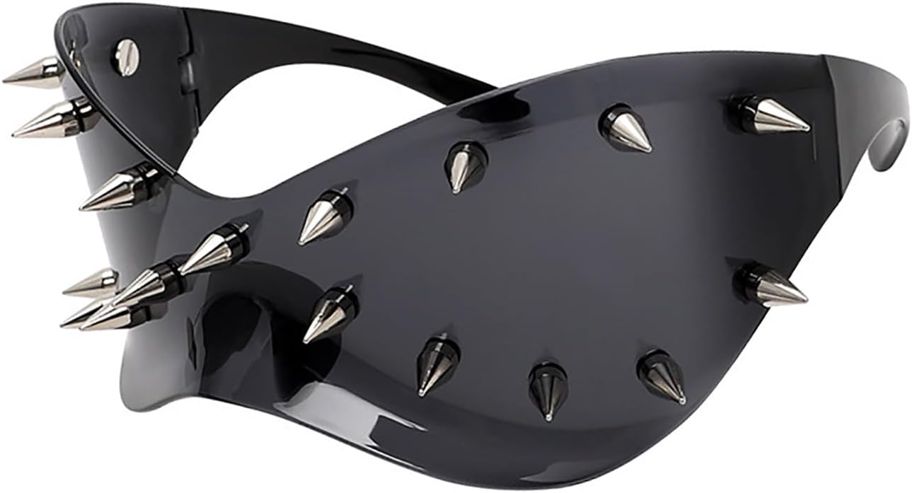 

Laureles Ретро большие заклепки Солнцезащитные очки Y2K для мужчин, панк, футуристические очки для женщин, для путешествий и активного отдыха, защита от УФ-излучения UV400 L17, C1