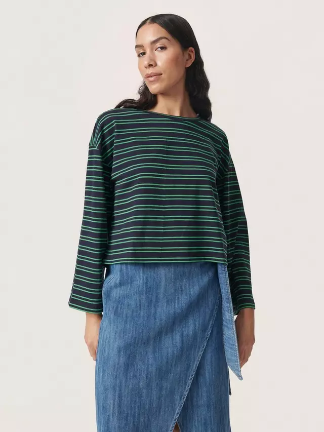 

Футболка Soaked In Luxury Neo Striped Boxy, цвет medium/green