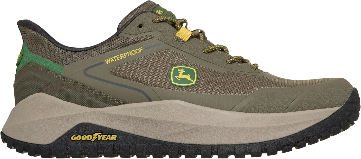 Мужские водонепроницаемые спортивные кроссовки Skechers John Deere из рипстопа с эластичным ремешком и резиновой подошвой Goodyear, Green — фото 3