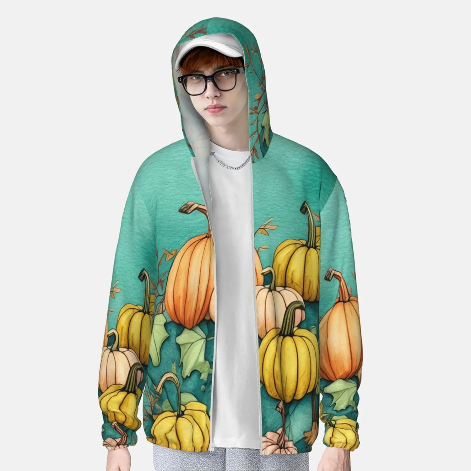 Толстовка с защитой от солнца Fall Pumpkins, легкая спортивная, на молнии — фото 2