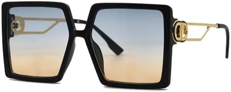 

Крупные квадратные солнцезащитные очки для женщин, модные, классической формы, винтажные солнцезащитные очки для мужчин, ретро-очки, защита от УФ-излучения UV400 MTZJH, Blue Yellow