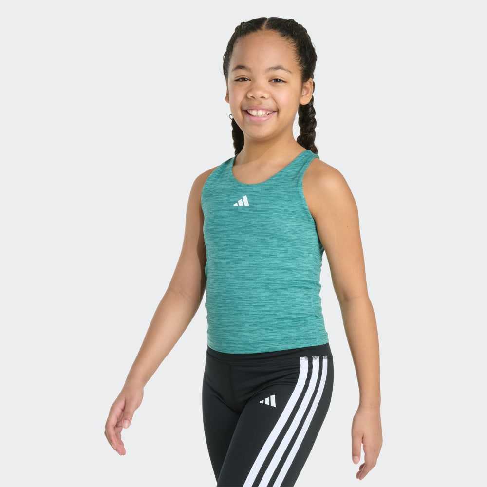 Спортивный топ Adidas Sleeveless Mélange Training Tank, цвет Traditional Teal — фото 3