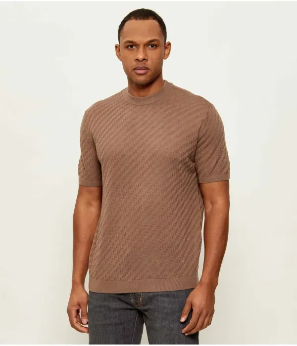 Свитер slim fit Emporio Armani, коричневый