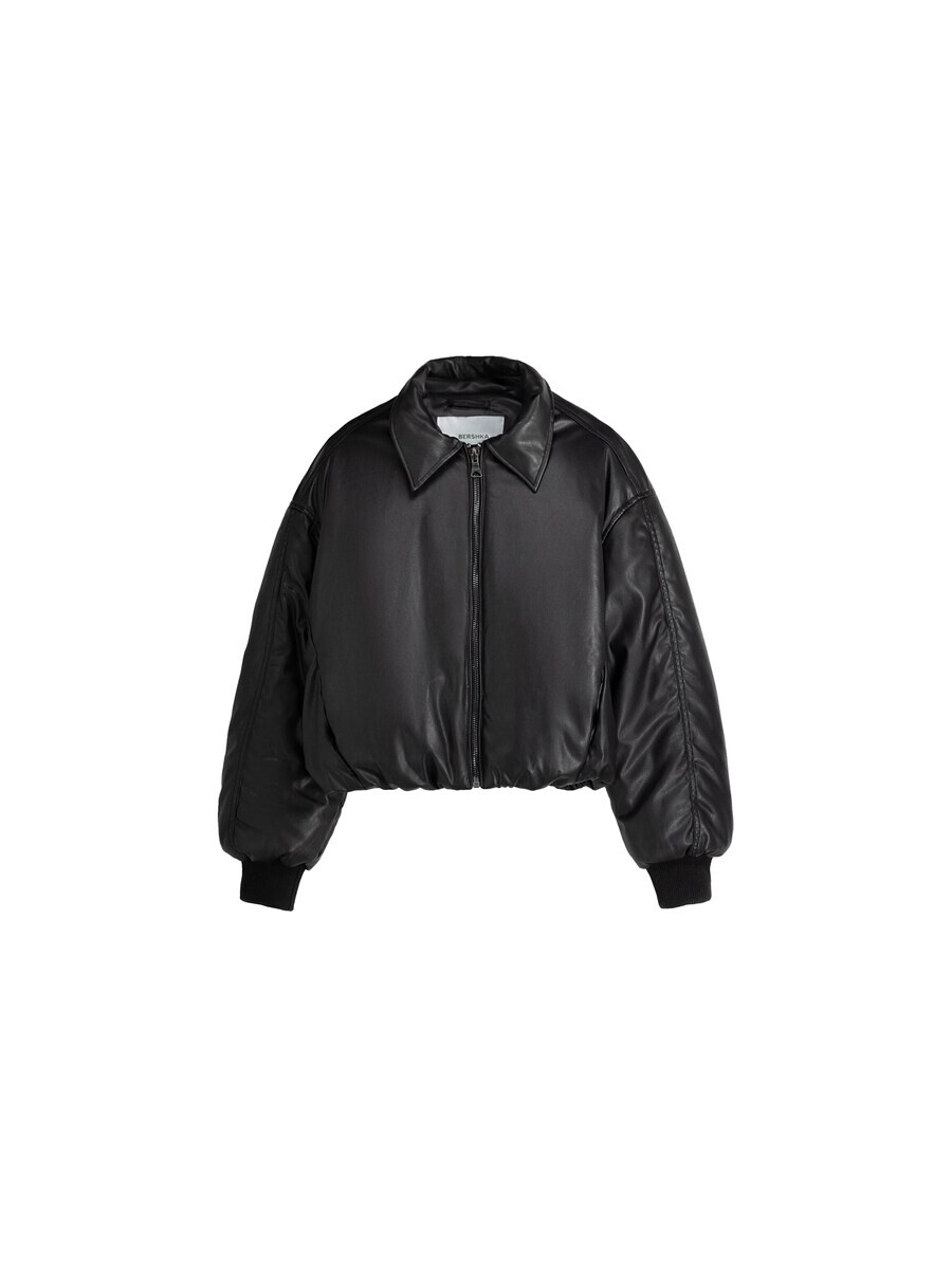 

Кожаная куртка Bershka Between-Season Jacket, черный